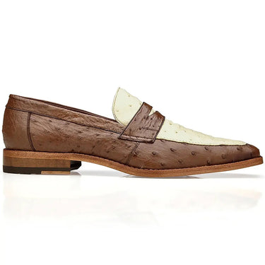 Belvedere Espada in Tabac / Bone Ostrich Quill Penny Loafers in Tabac Bone