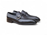 Carrucci Shoes Braided Bit Loafer Brown Leather in Black