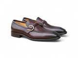 Carrucci Shoes Braided Bit Loafer Brown Leather in Chestnut