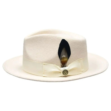 Bruno Capelo Bel-Air Crushable Wool Felt Fedora Hat in Bone #color_ Bone