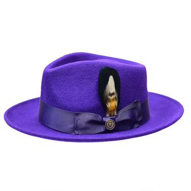 Bruno Capelo Bel-Air Crushable Wool Felt Fedora Hat in Purple