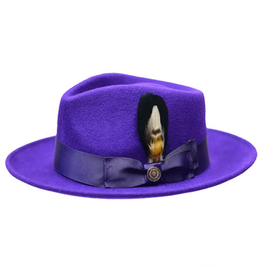 Bruno Capelo Bel-Air Crushable Wool Felt Fedora Hat in Purple #color_ Purple
