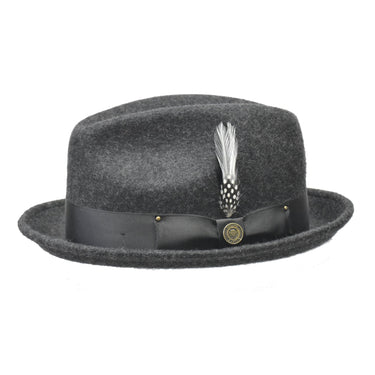 Bruno Capelo Blues Brothers Wool Pinch Front Fedora in Heather Grey