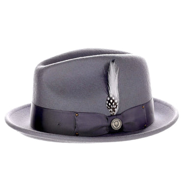 Bruno Capelo Blues Brothers Wool Pinch Front Fedora in Graphite Grey #color_ Graphite Grey