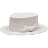 Bruno Capelo Boater Straw Flat Brim Skimmer in White