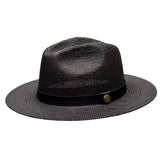 Bruno Capelo Cali Wide Brim Pinch Front Straw Fedora in Black