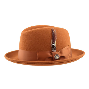 Bruno Capelo Chicago Center Dent Wool Fedora in Cognac