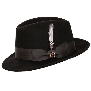 Bruno Capelo Chicago Center Dent Wool Fedora in Black