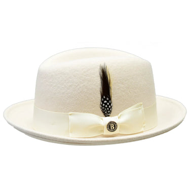 Bruno Capelo Chicago Center Dent Wool Fedora in Bone