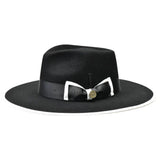 Bruno Capelo Cleveland Wide Brim Wool Fedora in Black / White