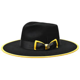 Bruno Capelo Cleveland Wide Brim Wool Fedora in Black / Yellow