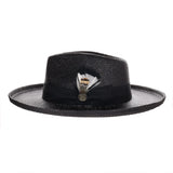 Bruno Capelo Colonial Wide Brim Shantung Straw Fedora in Black