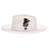 Bruno Capelo Colonial Wide Brim Shantung Straw Fedora in White