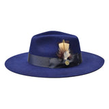 Bruno Capelo Duke Wide Brim Wool Fedora in Navy