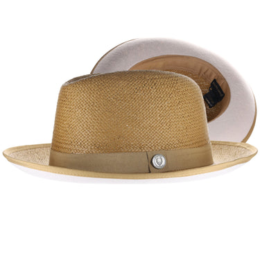 Bruno Capelo Empire in Multiple Colors Color Bottom Straw Fedora in Acorn / Bone
