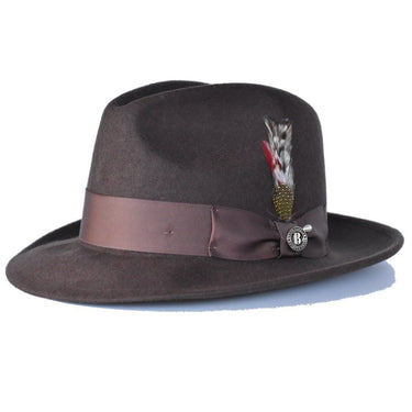 Bruno Capelo Executive Classic Wool Fedora in Mink Brown #color_ Mink Brown