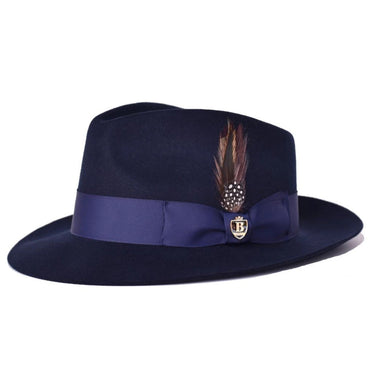 Bruno Capelo Fabio Wool Felt Teardrop Fedora in Navy