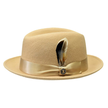 Bruno Capelo Florence Wool Felt Fedora Hat in Tan #color_ Tan
