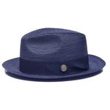 Bruno Capelo Francesco Timeless Straw Fedora in Navy