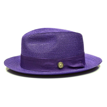 Bruno Capelo Francesco Timeless Straw Fedora in Purple