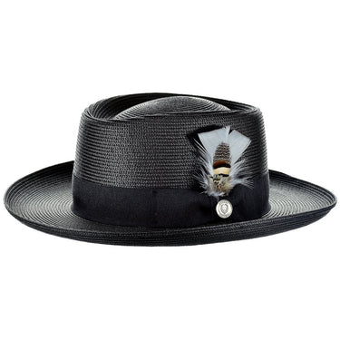 Bruno Capelo Gambler Wide Brim Straw Gambler in Black