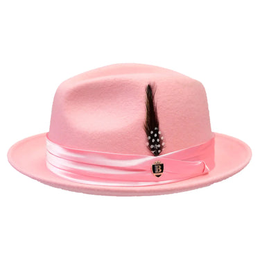 Bruno Capelo Giovani Crushable Wool Fedora in Light Pink #color_ Light Pink