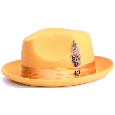 Bruno Capelo Giovani Crushable Wool Fedora in Gold / Mustard #color_ Gold / Mustard