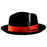 Bruno Capelo Giovani Crushable Wool Fedora in Black / Red
