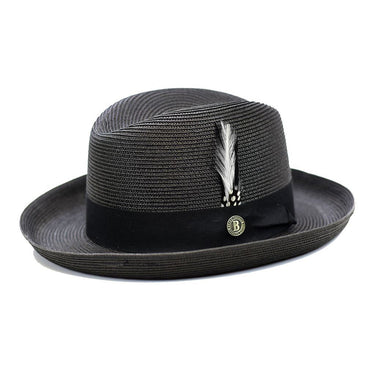 Bruno Capelo Godfather Straw Homburg in Black