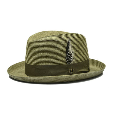 Bruno Capelo Godfather Straw Homburg in Olive #color_ Olive