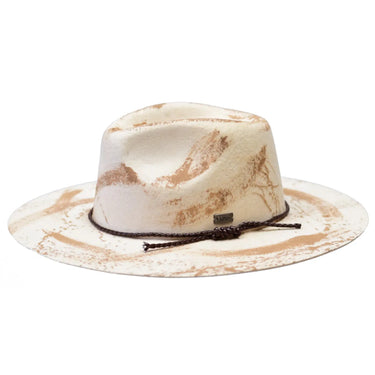 Bruno Capelo Influencer Wide Brim Wool Fedora in Bone / Coffee