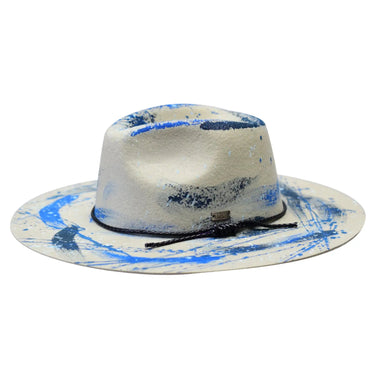 Bruno Capelo Influencer Wide Brim Wool Fedora in Grey / Denim Blue / Mid Blue