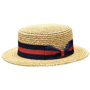 Bruno Capelo Italia 4-Ply Koberg Straw Boater in Natural / Red / Blue