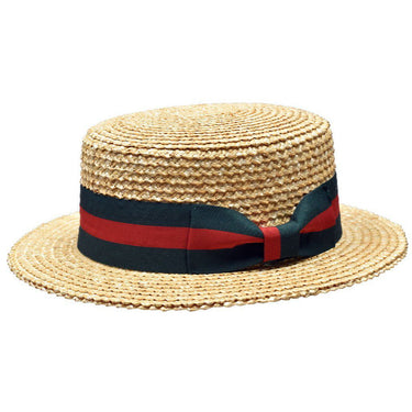Bruno Capelo Italia 4-Ply Koberg Straw Boater in Natural / Red / Green