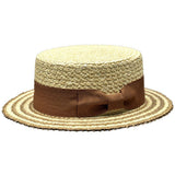 Bruno Capelo Italia 4-Ply Koberg Straw Boater in Ivory / Cognac