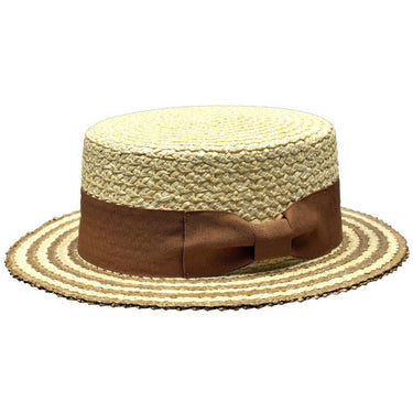 Bruno Capelo Italia 4-Ply Koberg Straw Boater in Ivory / Cognac