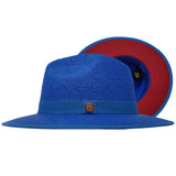 Bruno Capelo Kingdom Red Bottom Wide Brim Straw Fedora in Royal / Red