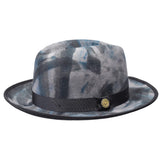 Bruno Capelo Kingston Hand-dyed Center Dent Wool Fedora in Grey / Charcoal / Black