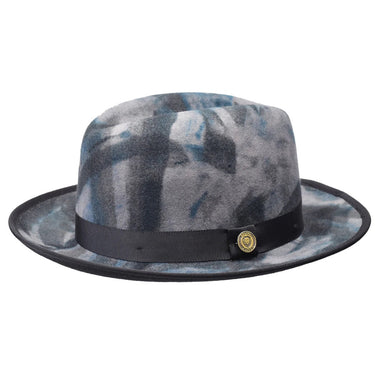 Bruno Capelo Kingston Hand-dyed Center Dent Wool Fedora in Grey / Charcoal / Black #color_ Grey / Charcoal / Black