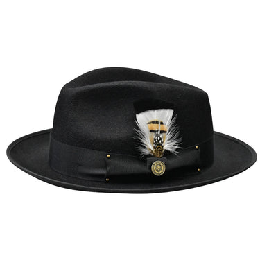 Bruno Capelo Lorenzo Pinch Front Wool Fedora in Black