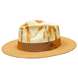 Bruno Capelo Lux Wide Brim Hand-Dyed Straw Fedora in Ivory / Cognac