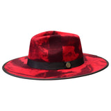 Bruno Capelo Macchiato Camo Wide Brim Wool Fedora in Red / Black
