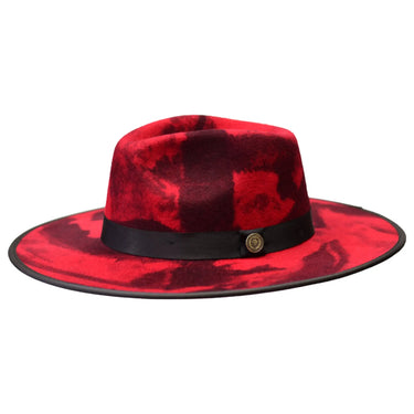 Bruno Capelo Macchiato Camo Wide Brim Wool Fedora in Red / Black