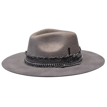 Bruno Capelo Maverick Wide Brim Wool Fedora in Grey / Black