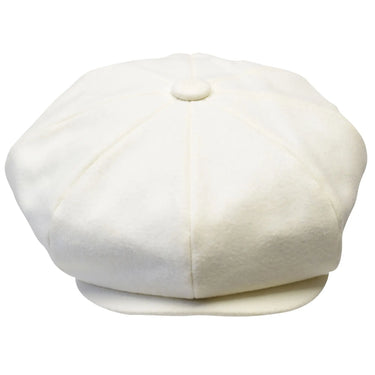 Bruno Capelo Melton Wool Newsboy Cap in Ivory