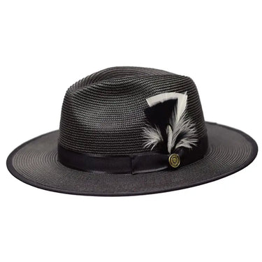 Bruno Capelo Michaelangelo Wide Brim Straw Fedora in Black