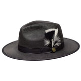 Bruno Capelo Michaelangelo Wide Brim Straw Fedora in Black