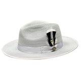Bruno Capelo Michaelangelo Wide Brim Straw Fedora in Silver