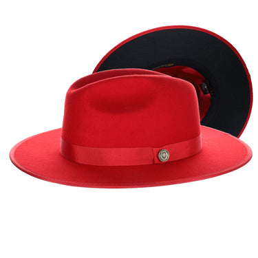 Bruno Capelo Monarch Color Bottom Wide Brim Wool Fedora in Red / Black