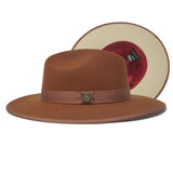 Bruno Capelo Monarch Color Bottom Wide Brim Wool Fedora in Cognac / Bone